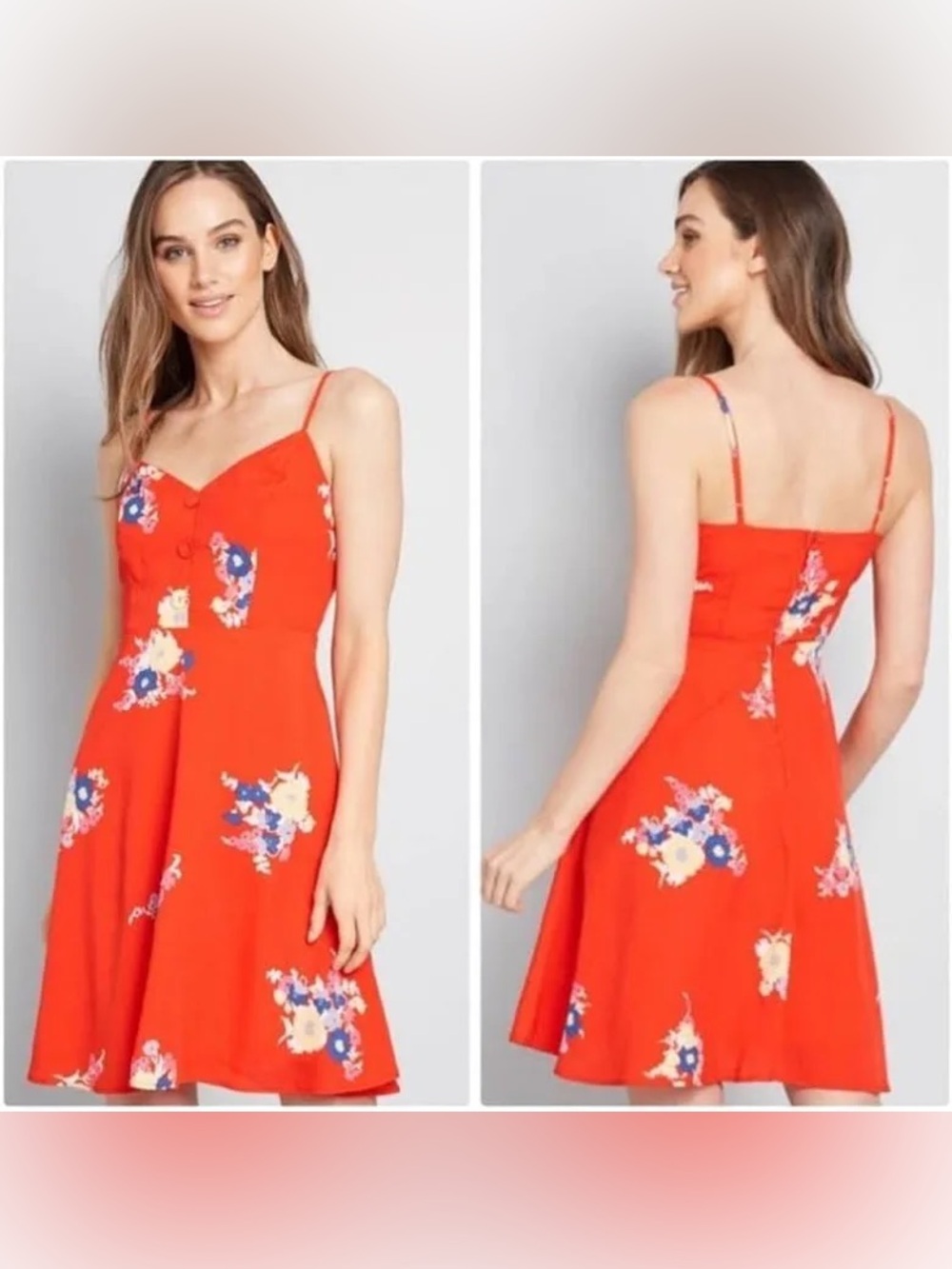 Modcloth | Living Lightheartedly Red Floral Dress Sundress